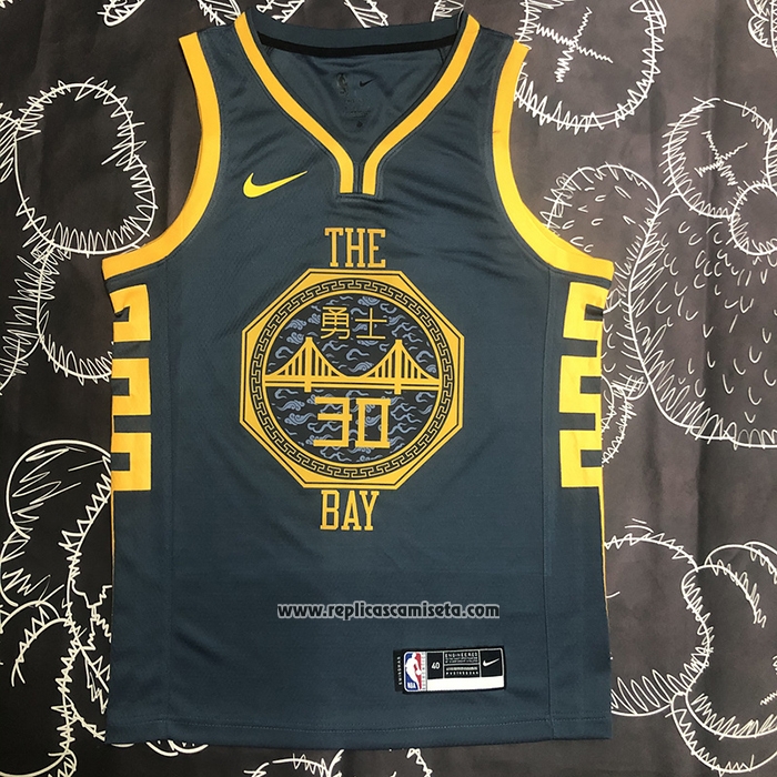 Camiseta Golden State Warriors Stephen Curry #30 Ciudad 2018-19 Azul